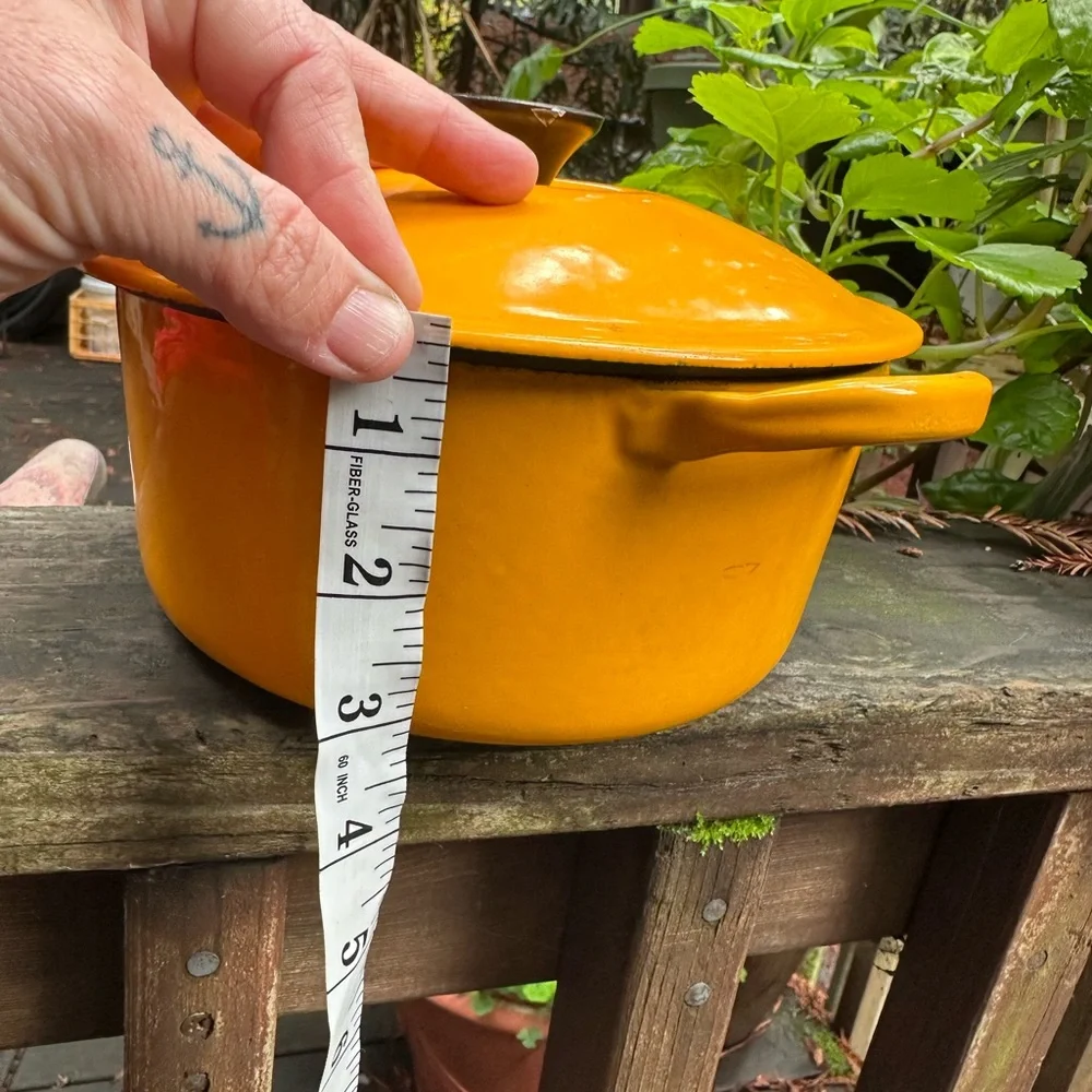 Vintage Marigold Le Creuset Dutch Oven, 2-Quart Enameled Cast Iron